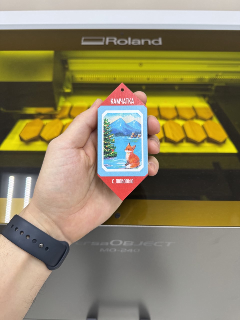 Печать на елочных деревянных игрушках