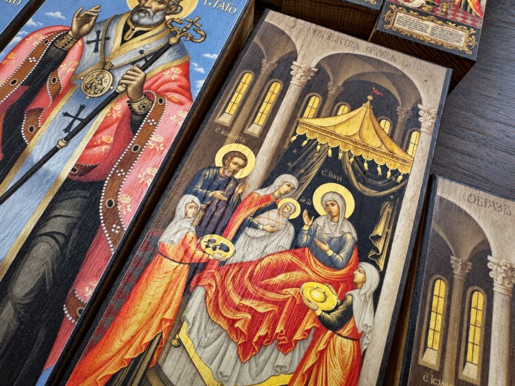 УФ-печать икон на натуральном массиве — производственный заказ Printari